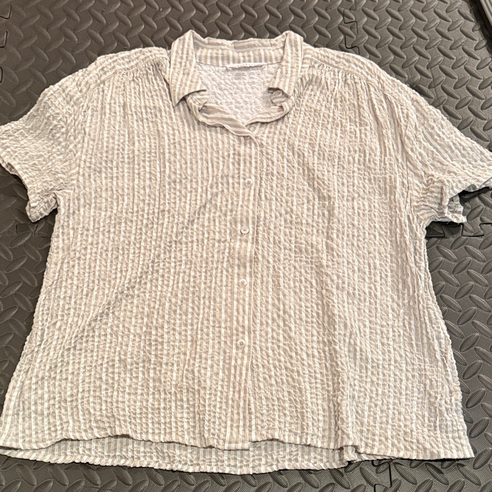 Jane + Delancey White Textured Button-Up Shirt